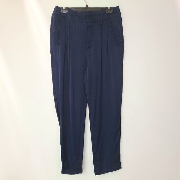 GAP Flowy Satin Ankle Pants – Navy, Size 8 - Picture 1 of 8